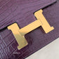 HERMES Constance Mini 18 Amethyst Purple Matte Alligator Leather Gold Hardware Y Stamp