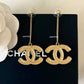 CHANEL Baroque Large CC Dangle Stud Earrings Gold Hardware