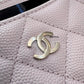 CHANEL 22P Light Pink Rose Clair Caviar Flat Card Holder Light Gold Hardware
