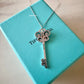 TIFFANY & CO Enchant Butterfly Key Pendant Necklace 950 Platinum White Diamonds and 18KT Rose Gold Pink Diamonds
