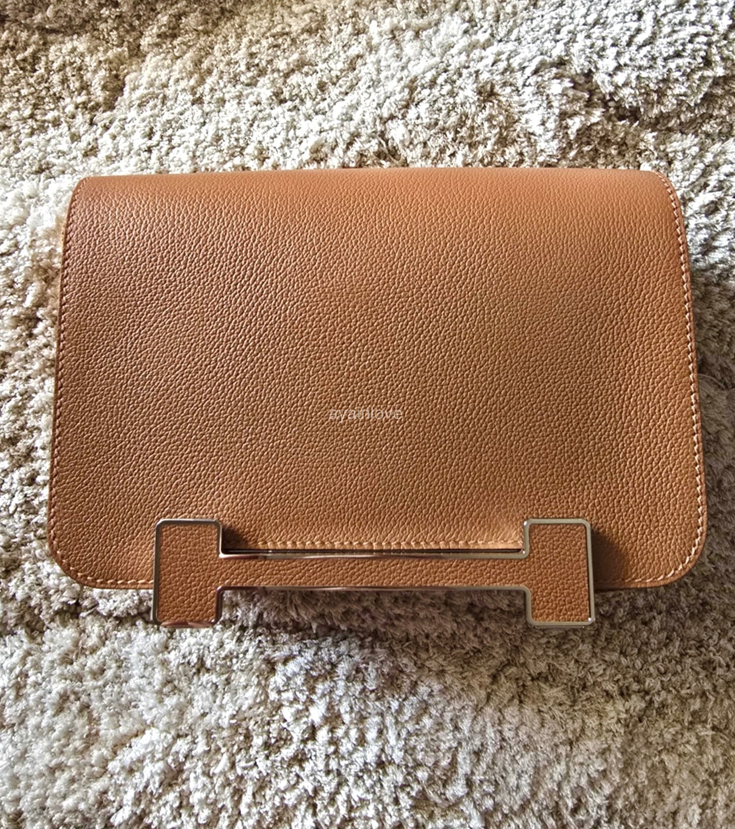 HERMES Geta Gold Evercolor Bag Palladium Hardware W Stamp