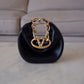 VALENTINO Vlogo Black Moon Zip Up Mini Hobo Bag Gold Hardware