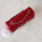 CHANEL 17B Red Caviar Quilted Classic Rectangular Mini Silver Hardware