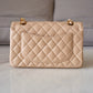 CHANEL Beige Clair Caviar Small Classic Flap Bag Gold Hardware