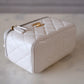 CHANEL Iridescent White Caviar Rectangular Vanity on Adjustable Chain Strap Oversized CC Gold Hardware
