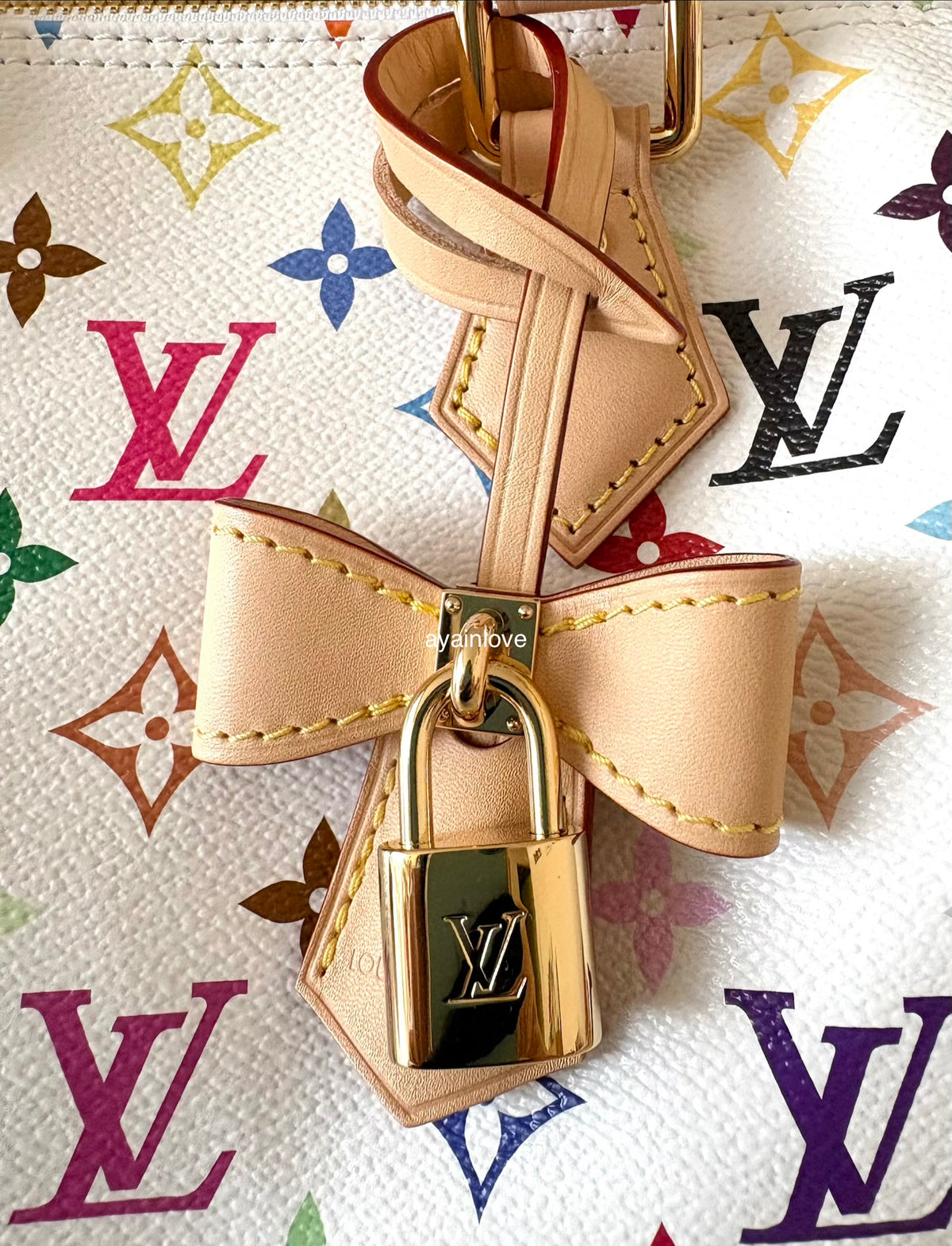 LOUIS VUITTON LV x TM White Multicolour Murakami Speedy 25 Gold Hardware