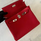 HERMES Kelly 25 Geranium Togo Retourne Palladium Hardware X Stamp