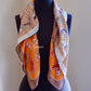 HERMES Double Face Silk 90 Caracteristick Multicolour Beige Dore/Orange Scarf Shawl
