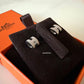 HERMES H Pop Mini Grey Maroon Glace Stud Earrings Palladium Hardware