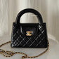 CHANEL Black Calfskin Mini Kelly 19cm Shopping Bag Gold Hardware