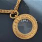 CHANEL Vintage CC Round Eyeglass Pendant Necklace 24KT Gold Plated Hardware