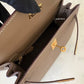 HERMES Kelly 25 Etoupe Epsom Bag Gold Hardware W Stamp