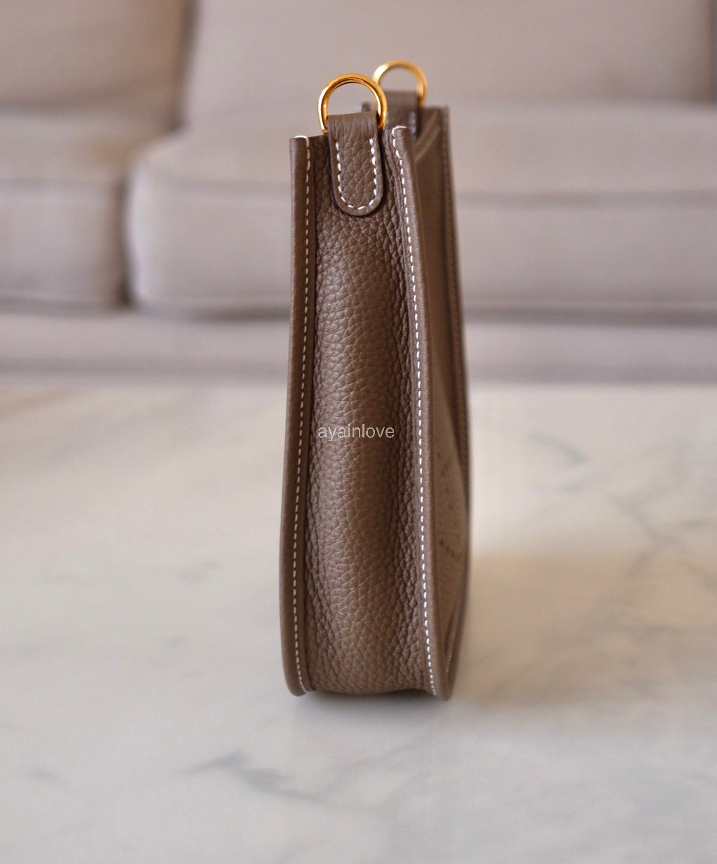 HERMES Mini Evelyne TPM 16 Amazone Etoupe Clemence Gold Hardware U Stamp