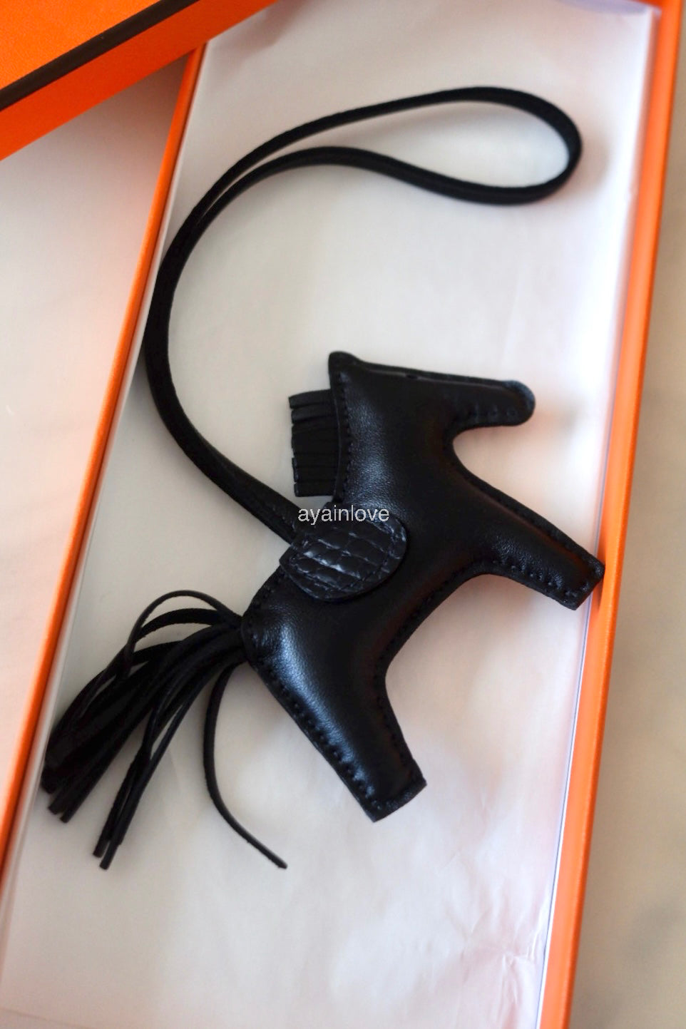 HERMES Rodeo PM Alligator Touch So Black  Bag Charm