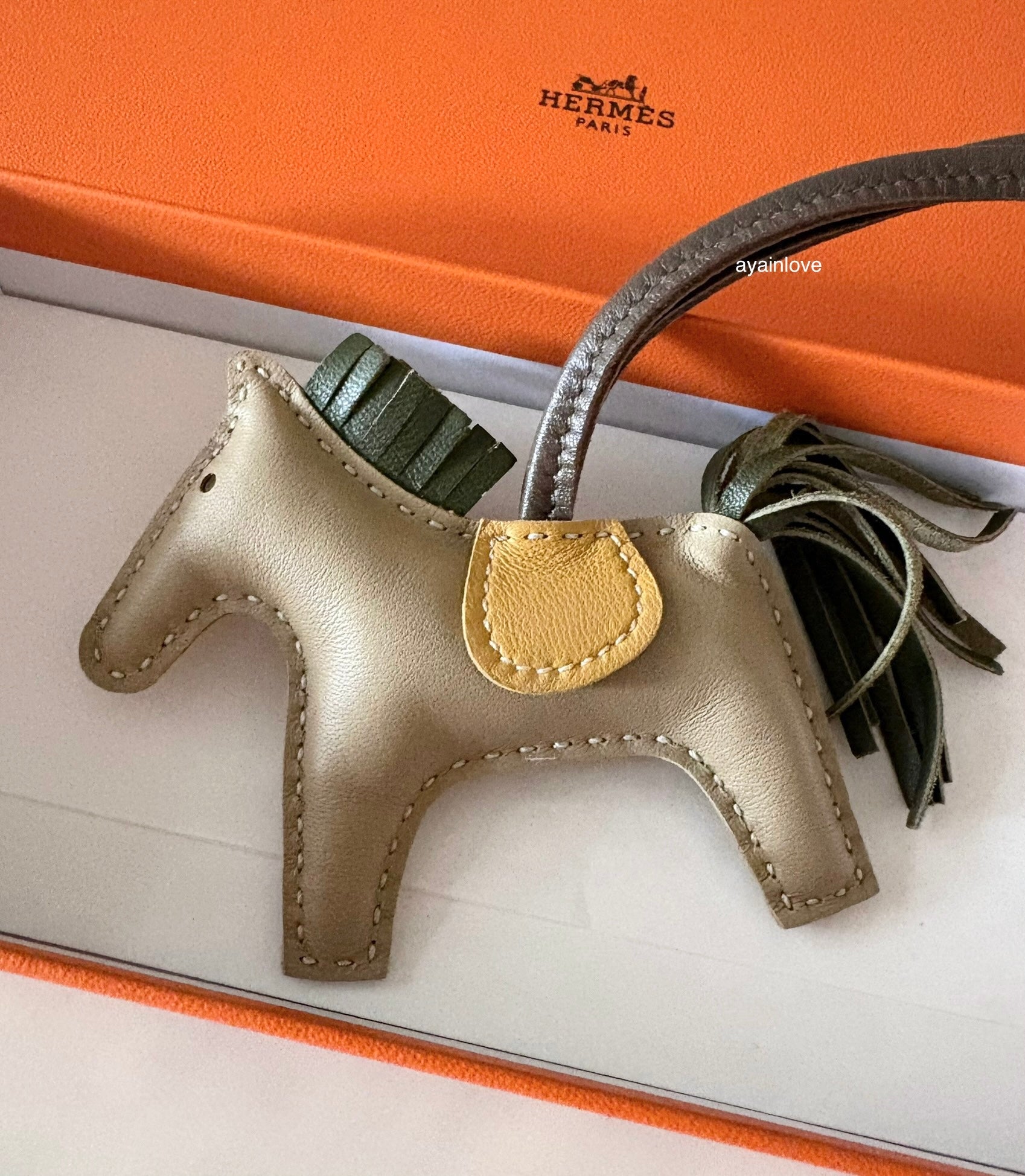 HERMES Rodeo PM Quadcolour Trench/Canopee/Curry/Etoupe Bag Charm