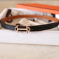 HERMES Gamma Belt Reversible Black/Gold Swift/Epsom Size 70 Rose Gold Hardware W Stamp