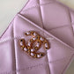 CHANEL 21S Pink Lilac Rose Clair 19 Phone Pouch Card Holder Gold Hardware