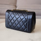 CHANEL Vintage Black Quilted Lambskin Small Diana Flap Bag 24KT Gold Plated Hardware Series 3