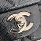 CHANEL 17B Black Caviar (Burgundy Interior) Quilted Square Mini Flap Bag Silver Hardware