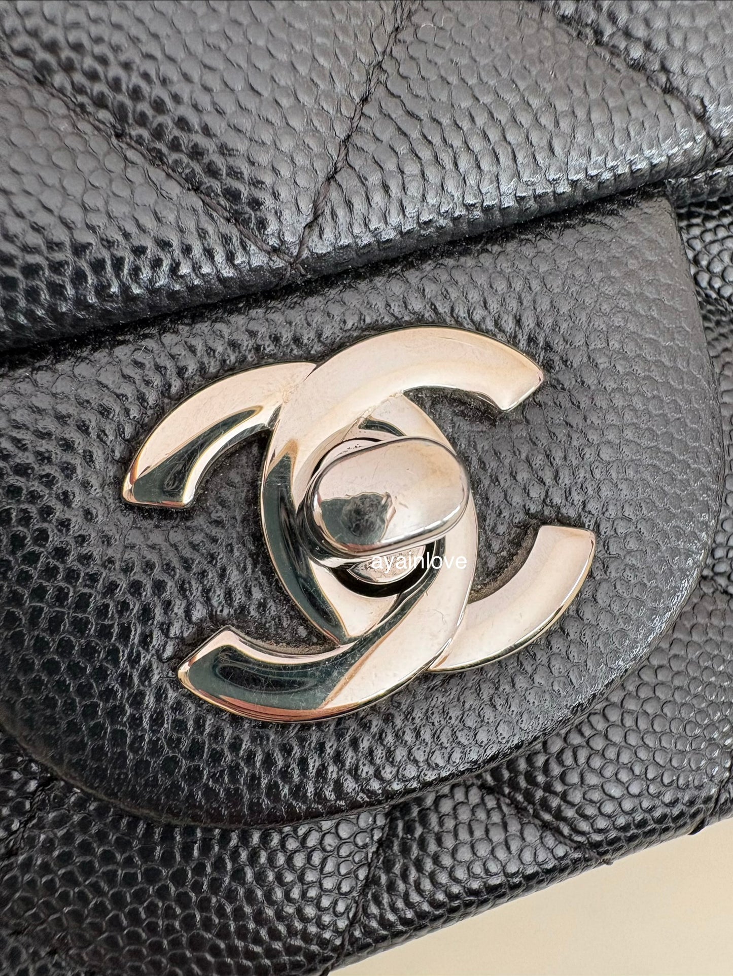 CHANEL 17B Black Caviar (Burgundy Interior) Quilted Square Mini Flap Bag Silver Hardware