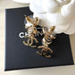 CHANEL 22C CC Crystal Drop Earrings Light Gold Hardware