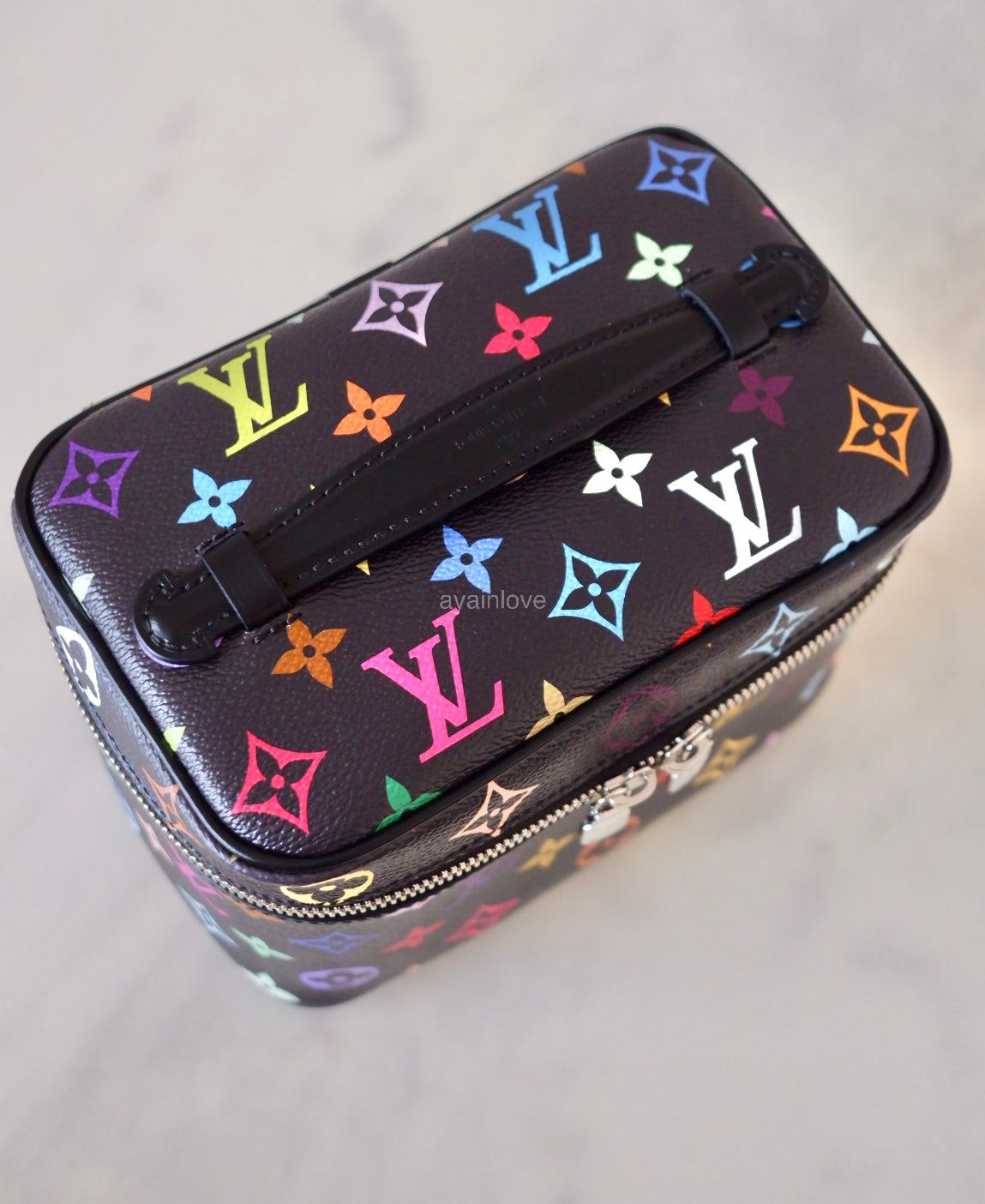 LOUIS VUITTON LV x TM Black Multicolour Murakami Rainbow Nice Mini Bag