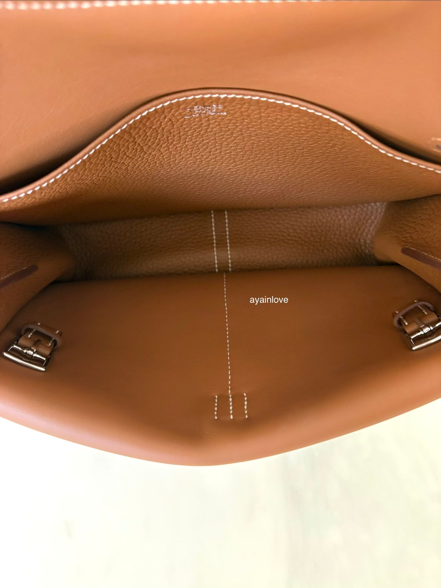 HERMES Halzan 25 Gold Clemence Palladium Hardware B Stamp