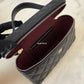 CHANEL Black Caviar Top Handle Flat Vanity on Chain Light Gold Hardware