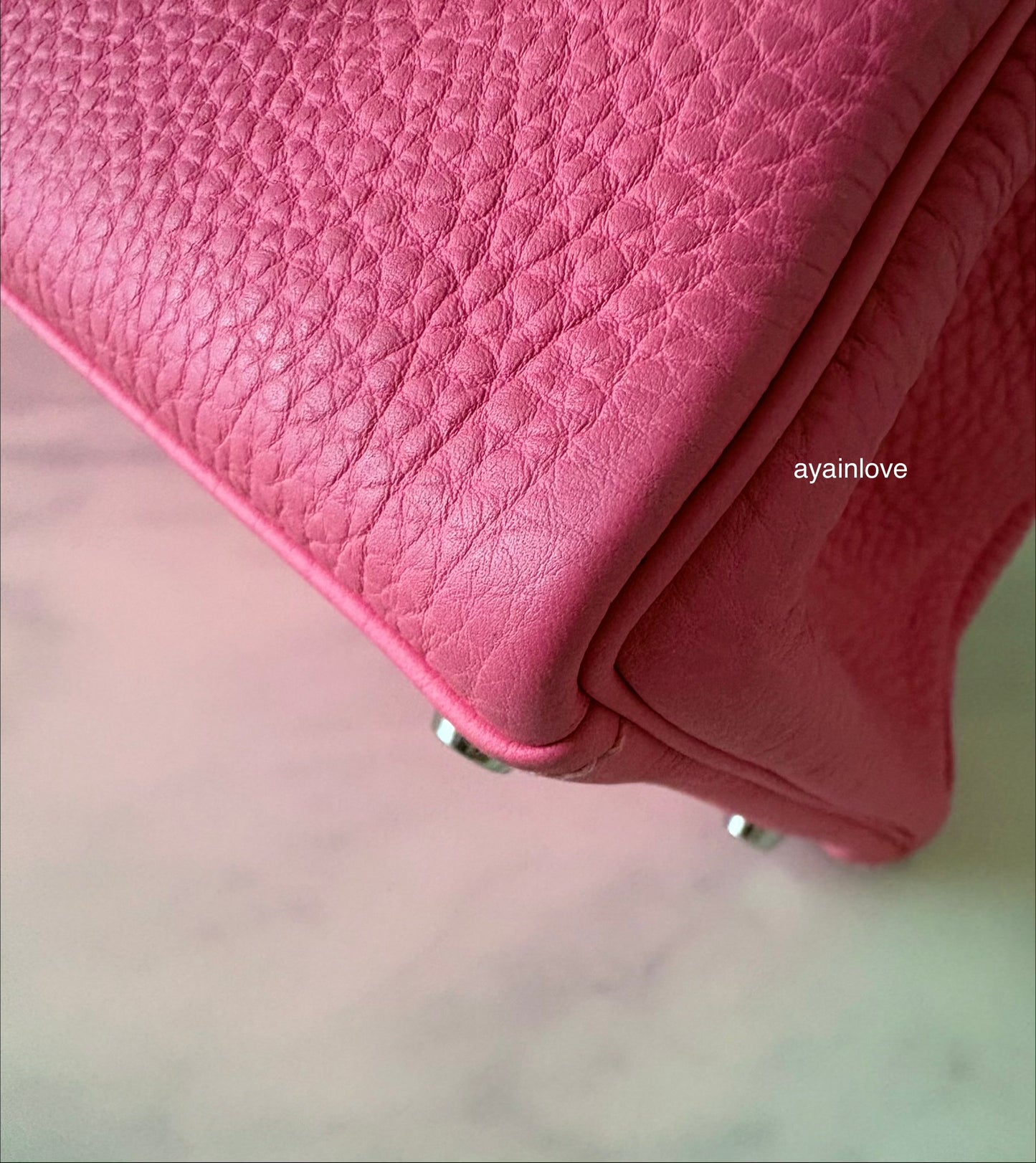 HERMES Kelly 35 Pink Rose Lipstick Togo Palladium Hardware Q Square Stamp