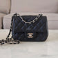 CHANEL 17B Black Caviar (Burgundy Interior) Quilted Square Mini Flap Bag Silver Hardware