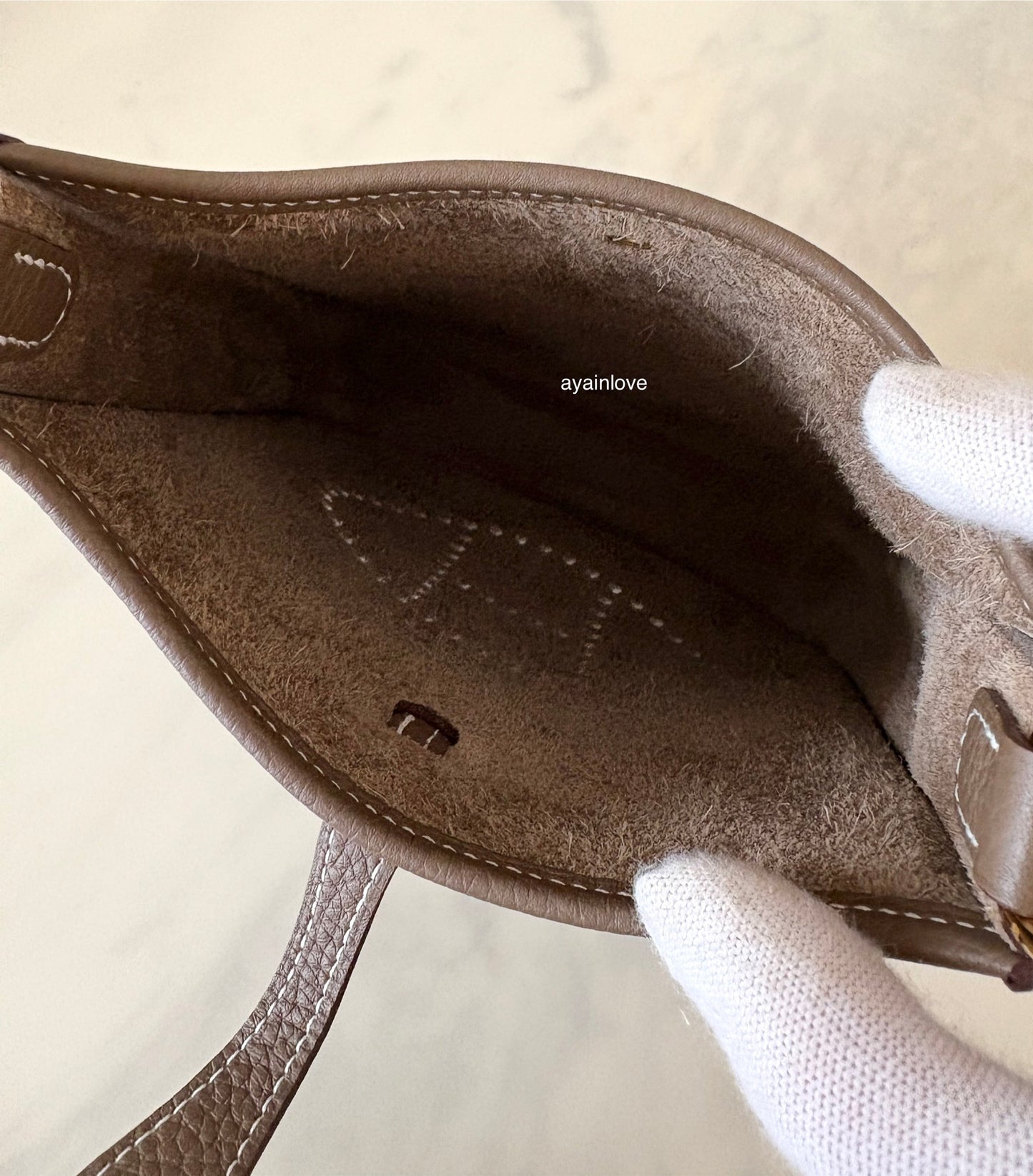 HERMES Mini Evelyne TPM 16 Amazone Etoupe Clemence Gold Hardware U Stamp