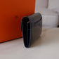 HERMES Constance Blue Marine Shiny Alligator Bicolor Verso Cuivre Long Wallet To Go Rose Gold Hardware