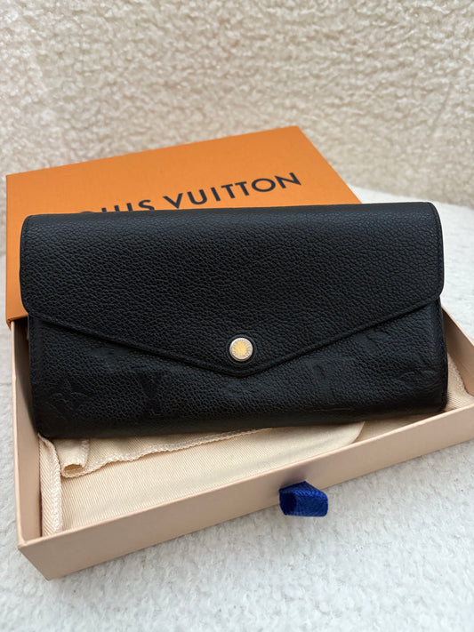 LOUIS VUITTON LV Sarah Black Monogram Empreinte Wallet Gold Hardware