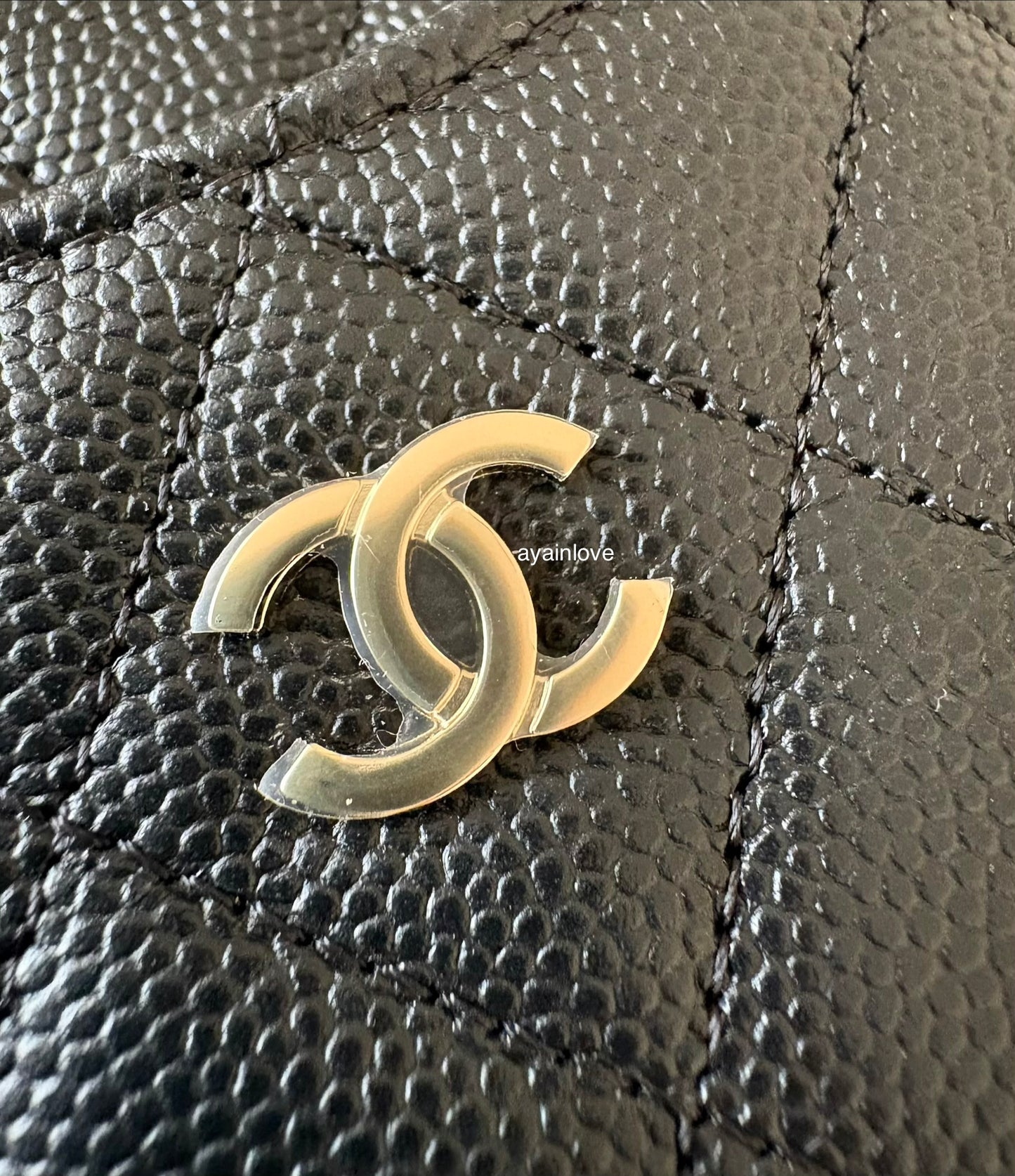CHANEL Classic Black Caviar Phone Pouch Card Holder Gold Hardware