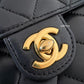 CHANEL Black Lambskin Turnlock Quilted Medium Half Flap Bag Gold Hardware