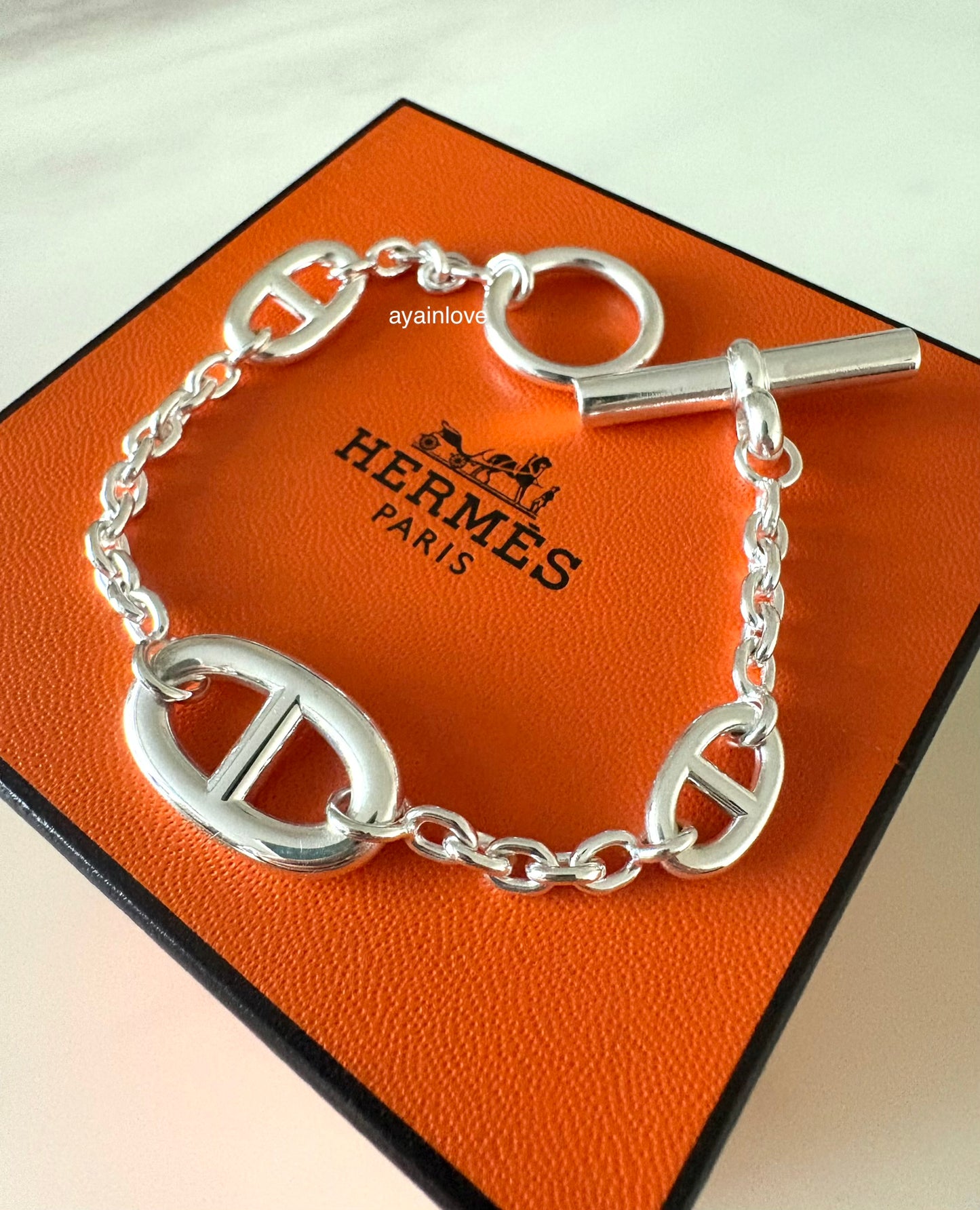 HERMES Farandole Sterling Silver Bracelet Size ST