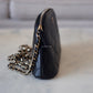 CHANEL Small Black Lambskin Zip Clutch on Chain Camera Bag Light Gold Hardware
