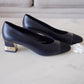CHANEL 20A Black & Dark Navy Grosgrain Lambskin Pumps CC Heel Shoes Size 38 EU