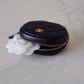 CHANEL Black Lamb Skin Round Coin Purse Card Holder Gold Hardware