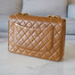 CHANEL Vintage Dark Beige Quilted Jumbo Classic Single Flap Oversized CC Bag 24KT Gold Plated Hardware Series 3