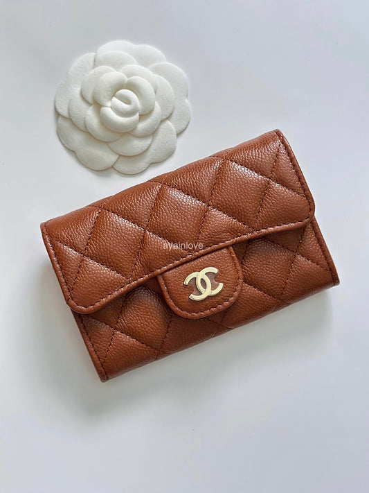chanel small card holder leather