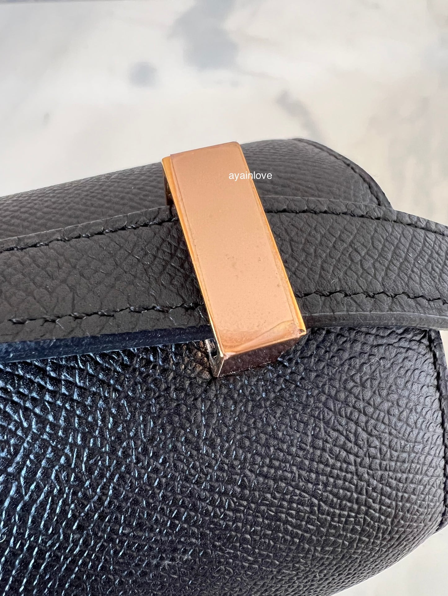 HERMES Constance 24 Noir Black Epsom Rose Gold Hardware D Stamp