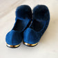 LOUIS VUITTON Blue Pompom Velvet Calfskin Flirty Ballet Flat Sz 38