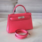 HERMES Mini Kelly 20 Pink Rose Lipstick Chèvre Mysore Palladium Hardware D Stamp