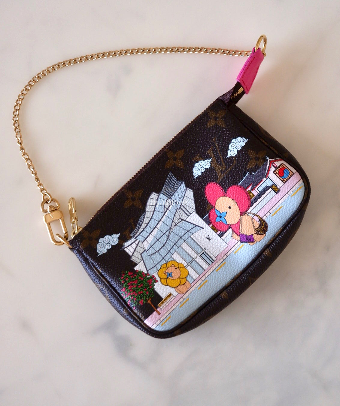 LOUIS VUITTON LV Holiday Limited Edition Vivienne Seoul Korea Animation 2022 Mini Pochette Monogram Gold Hardware