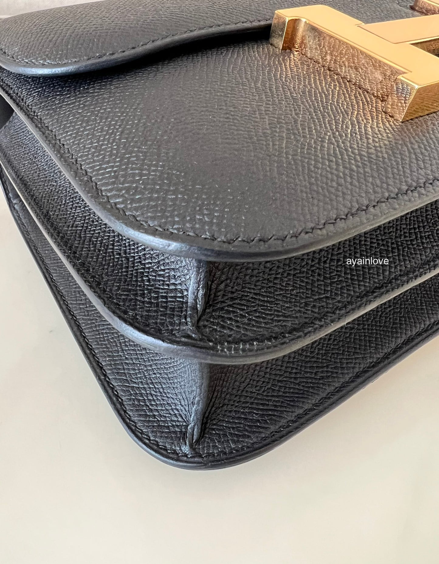 HERMES Constance 24 Noir Black Epsom Rose Gold Hardware D Stamp