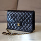CHANEL Black Lambskin Turnlock Quilted Medium Half Flap Bag Gold Hardware