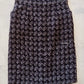 CHANEL 17B Houndstooth Black Silver Grey Wool Fantasy Tweed Skirt Size 38FR