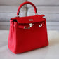 HERMES Kelly 25 Geranium Togo Retourne Palladium Hardware X Stamp