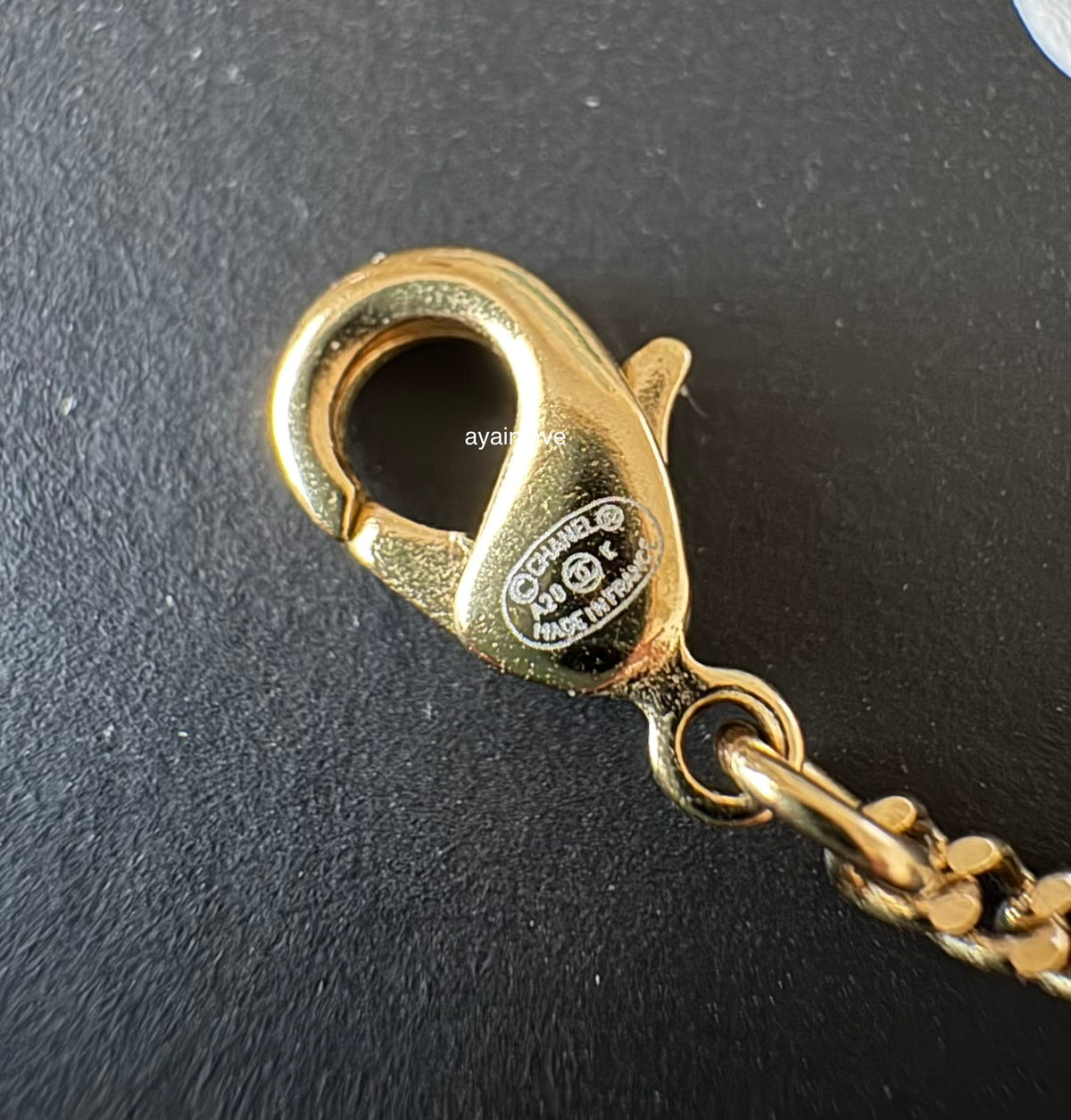CHANEL 20K Round Pearl Crystal Black White CC Adjustable Necklace Gold Hardware